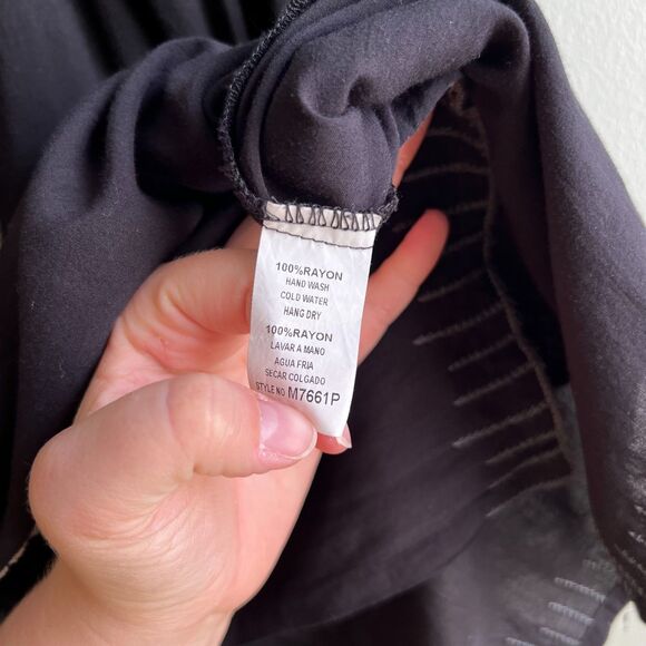 Monoreno Black White Embroidered Tunic Dress Tassel Boho Lightweight - Small - Picture 8 of 8